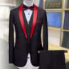 Custom tailored tuxedo 3 piece suit with contrast shawl lapel