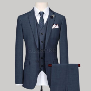 Grey customized 3 piece suit with same fabric single breasted waistcoat