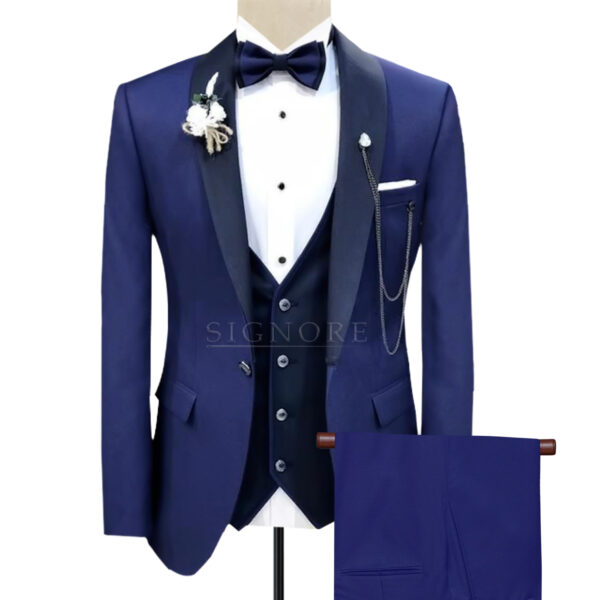 custom made blue tuxedo 3 piece suit tropical light weight fabric