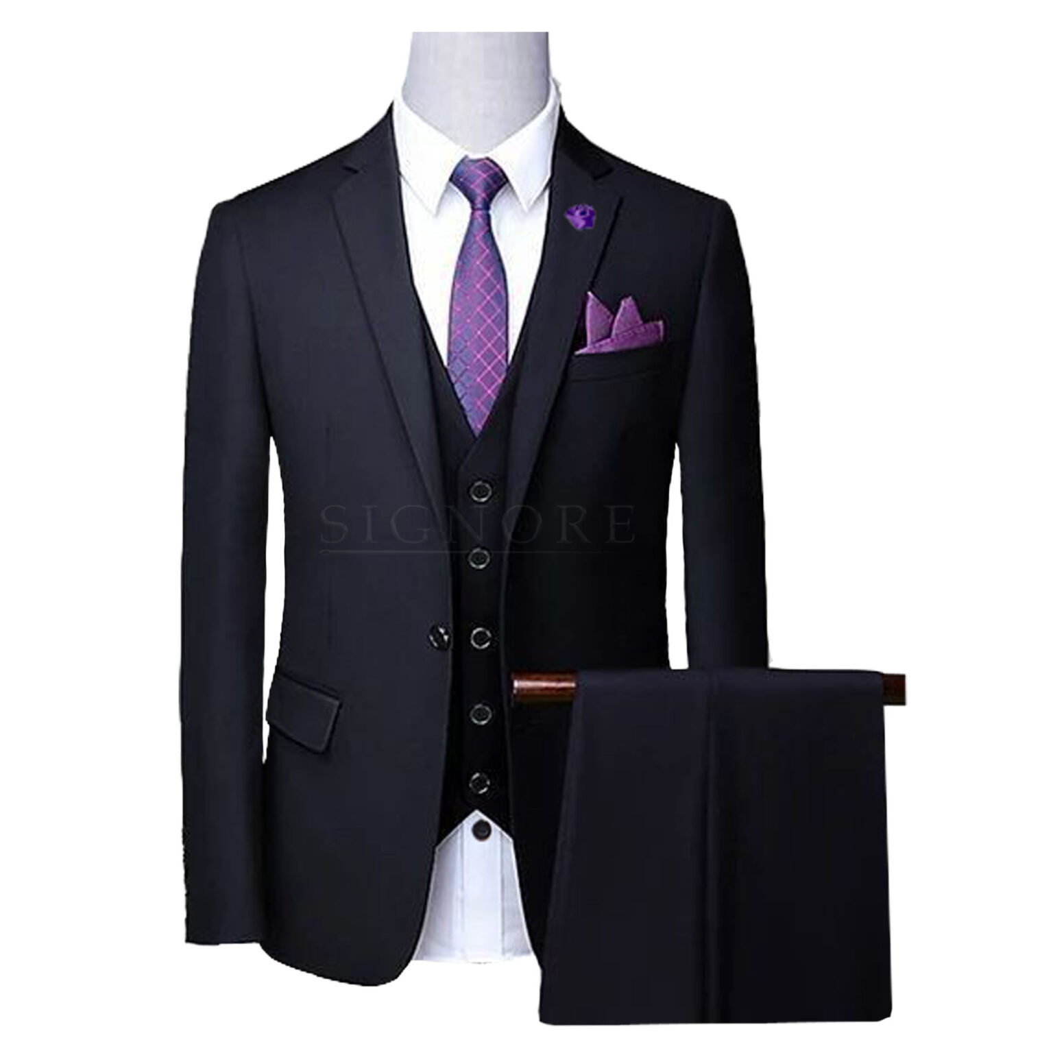 Navy blue double breasted 2 piece bespoke suit - Signore