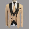 beige slim fit peak lapel wedding suit