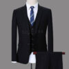 charcoal grey 3 piece suit with V neck single breasted vest
